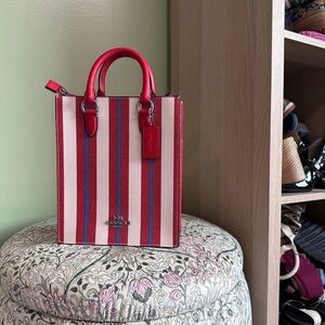 Coach Striped Red and Blue Tote crossbody